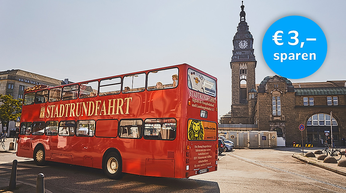 Roter Stadtrundfahrt Doppeldecker Bus in Hamburg
