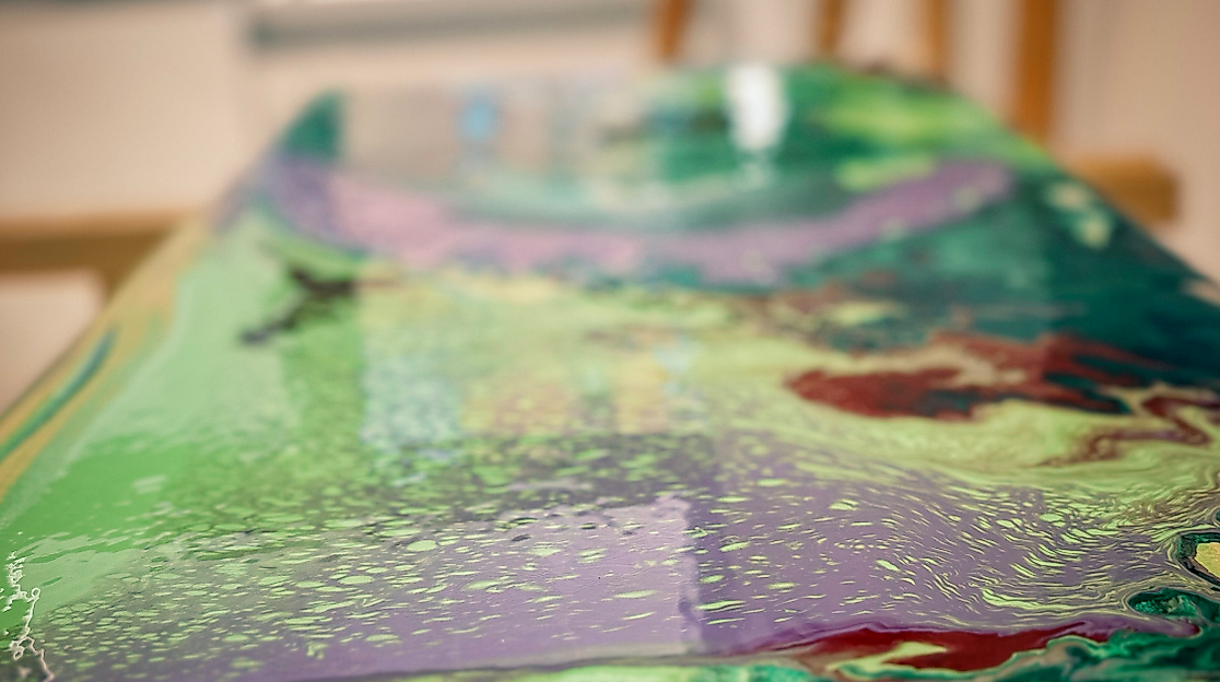 Detailaufnahme der laufenden Farbe