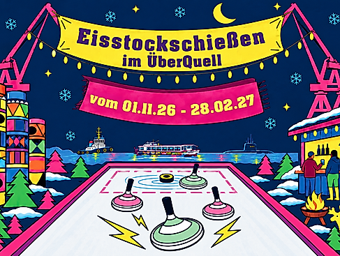 Eisstockschießen im ÜberQuell – Wintermomente am Hamburger Hafen