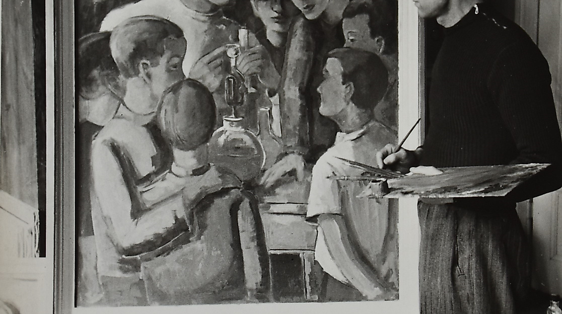 Walter Mamat an Staffelei, 1950