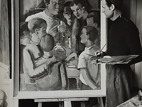 Walter Mamat an Staffelei, 1950