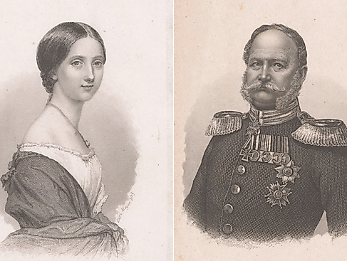 Luise von Preußen und ihr Vater, König Wilhelm I., Stahlstiche von Carl Mayer