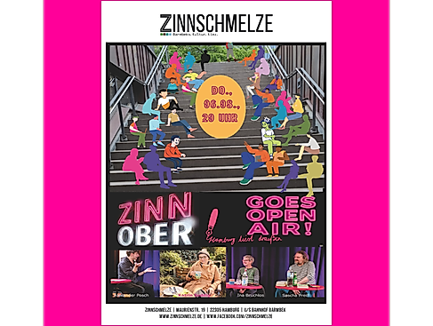 ZINNOBER goes open air! Hamburg liest draußen: Mit Ina Bruchlos, Katrin Sedding, Alexander Posch und Sascha Preiß