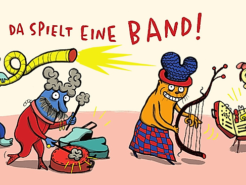 Illustration von Nadia Budde aus ihrem Buch "Die Band, die keiner kennt",  Peter Hammer Verlag, Wuppertal 2024.