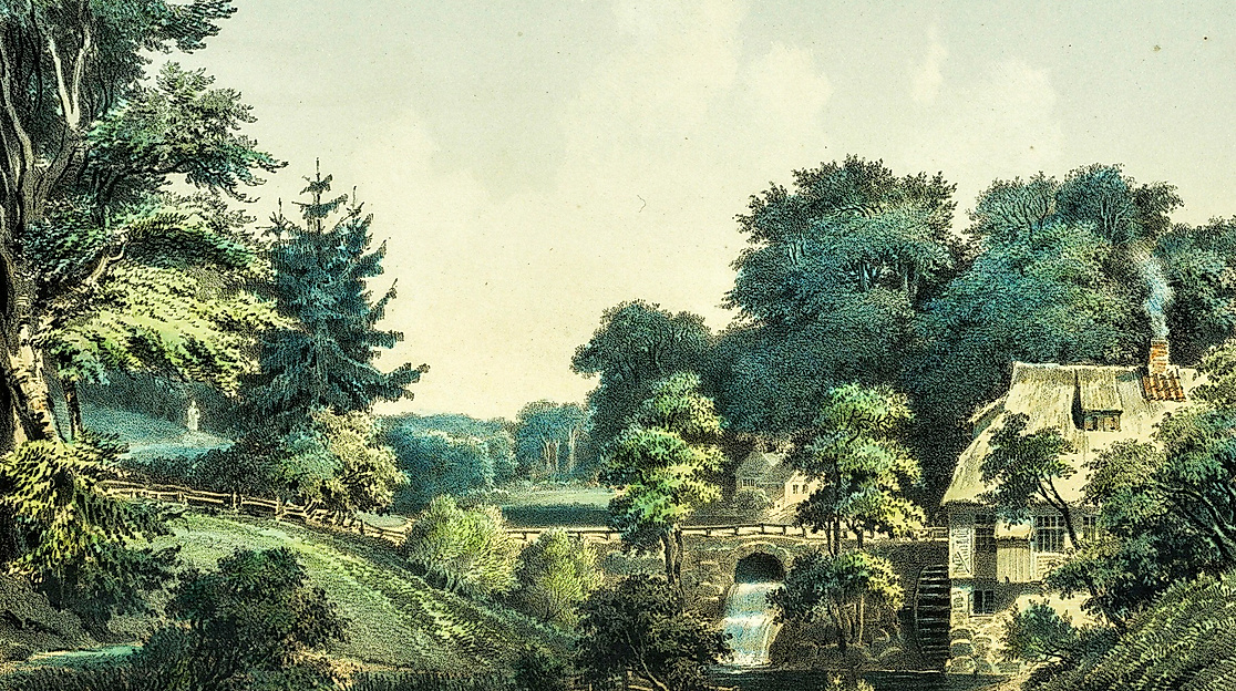 Aumühle (bei Friedrichsruh), Lithografie von Wilhelm Heuer (1813 – 1890)