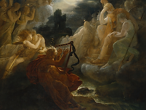 François Gérard: Ossian am Ufer der Lora beschwört die Geister beim Klang der Harfe, um 1811