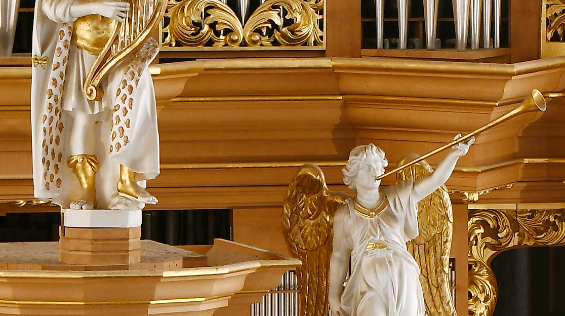 Nahaufnahme David und Engel, Arp-Schnitger-Orgel