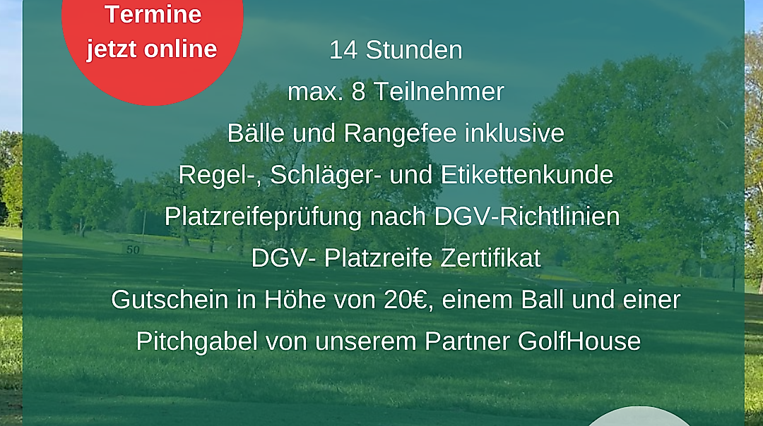 Beschreibung des Angebotes Platzreife im GC Hoisdorf vor dem Hintergrund der Driving Range des GC Hoisdorf