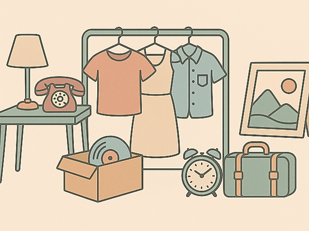 Flohmarkt im Pastellfarben-Stil