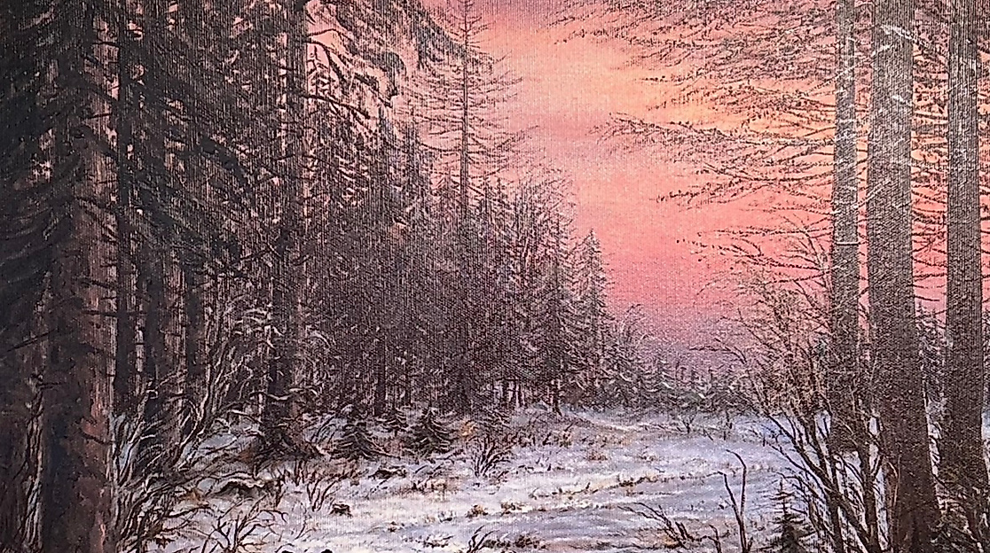Paul Schubert, Abendlicht im Wald, altmeisterliche Lasurölmalerei