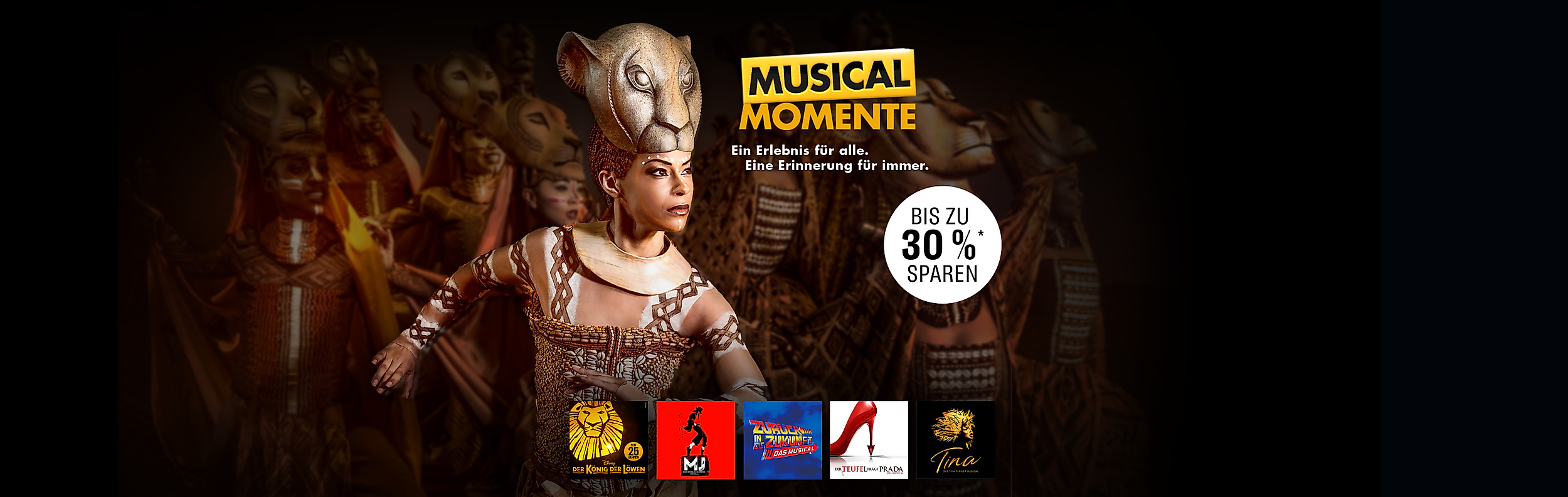 Ticketaktion mit bis zu 30 % Rabatt auf ausgewählte Musicals