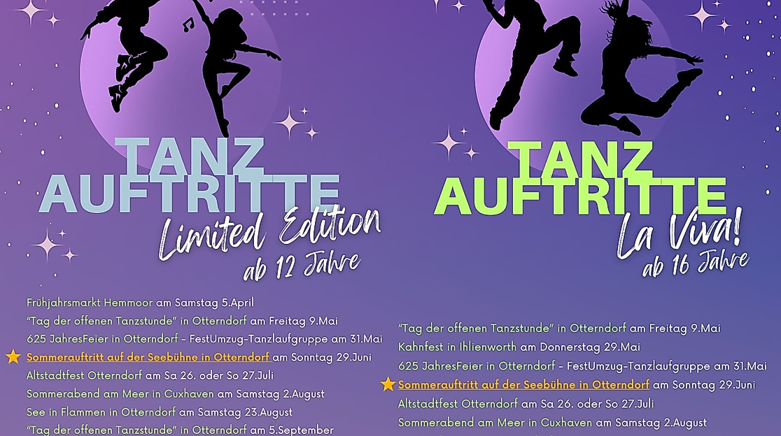 Tanzauftritte 2025 - Limited Edition ab 12 Jahren und LaViva ab 16 Jahren