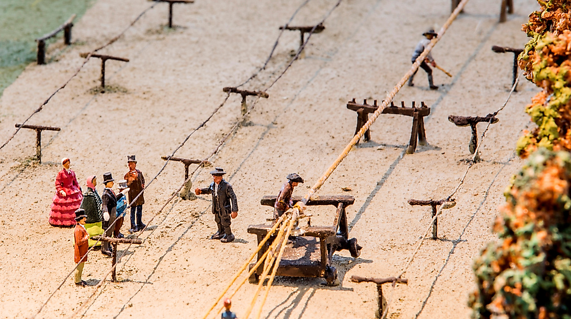Historischer Seilplatz im Miniaturmodell