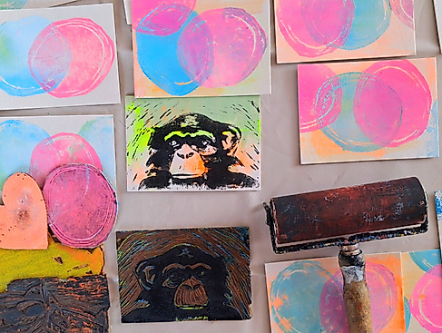 Linoldruck & Acryl