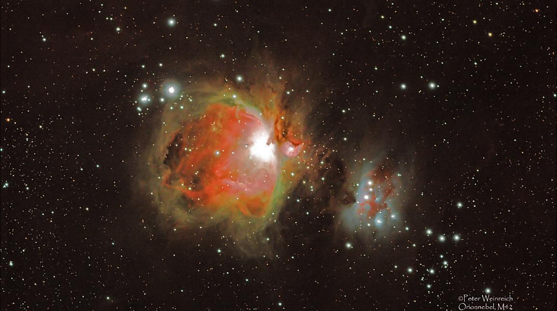 •	Der große Orionnebel, M42 – ein Sternentstehungsgebiet
