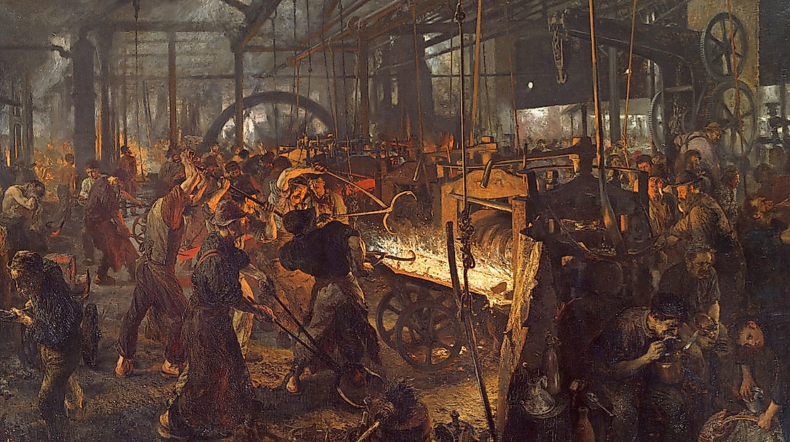 Das Eisenwalzwerk, Gemälde von Adolph Menzel (Reproduktion)