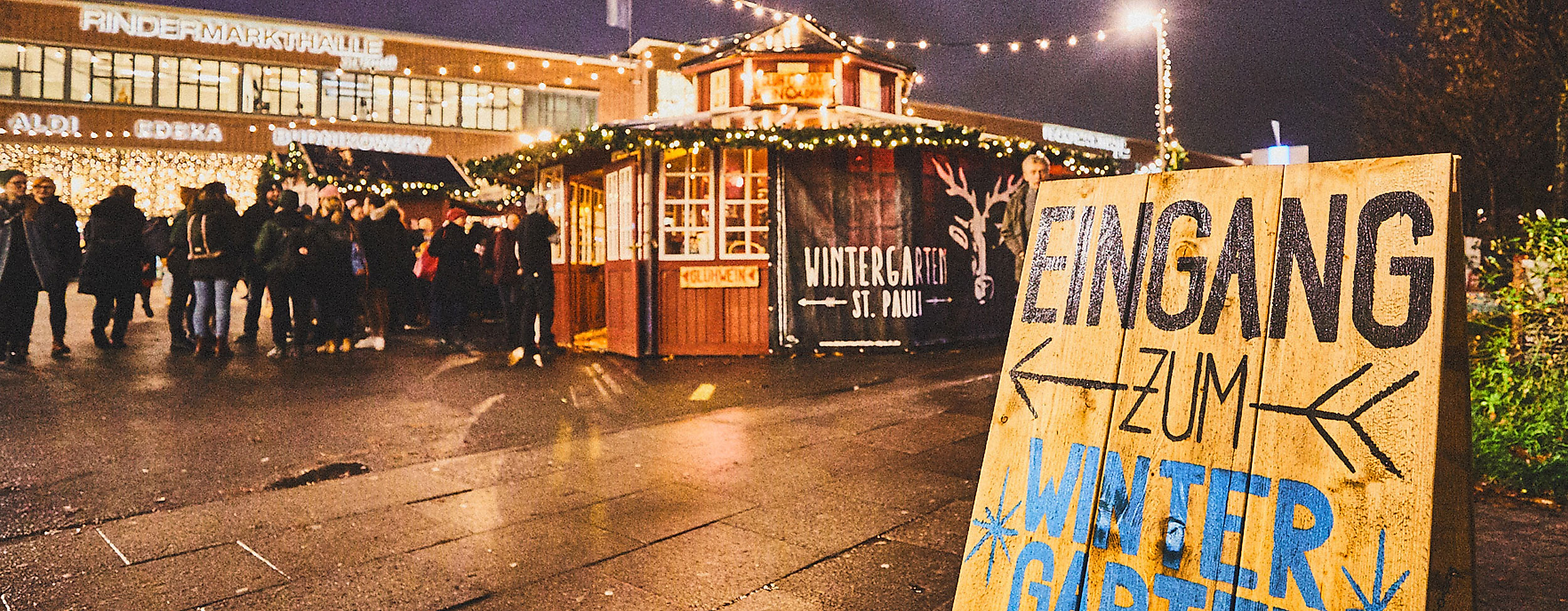 Eingang Wintergarten St. Pauli Weihnachtsmarkt Rindermarkthalle