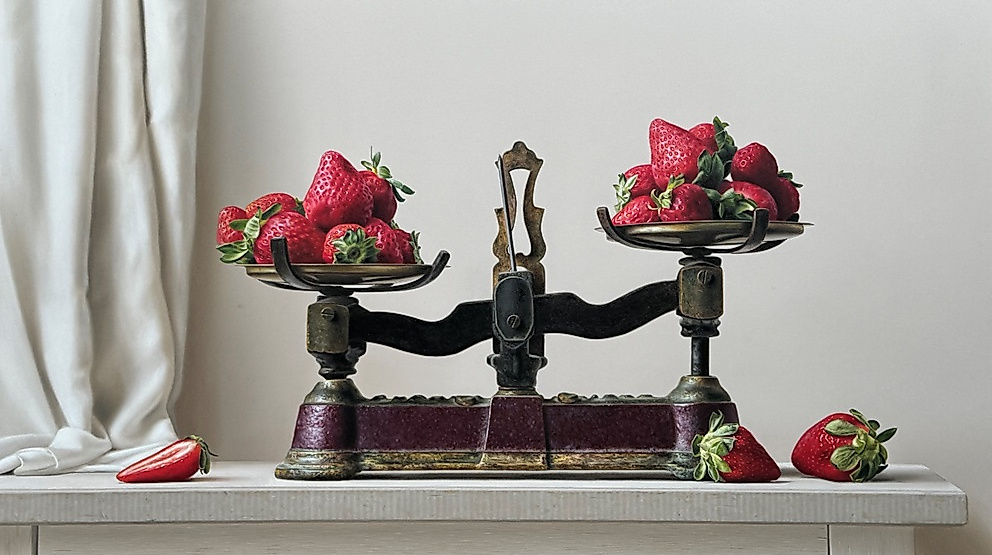 Erdbeeren auf Waage