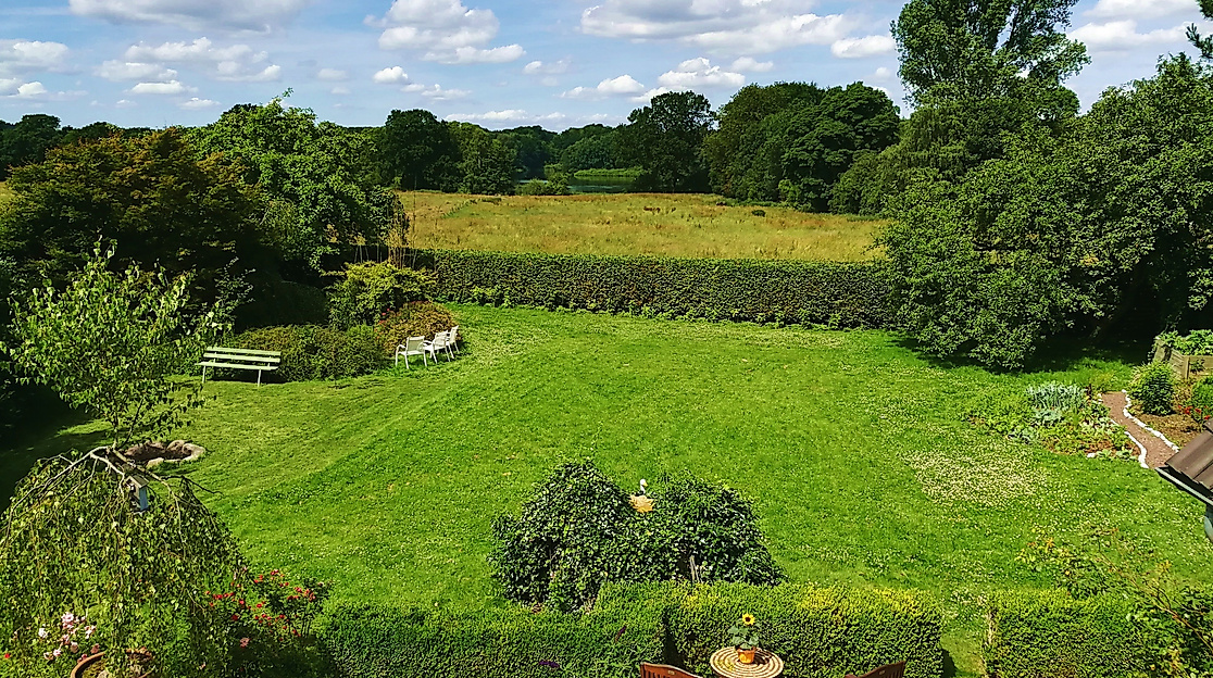 Blick vom Little Paradise auf das Naturschutzgebiet Hoisdorfer Teiche