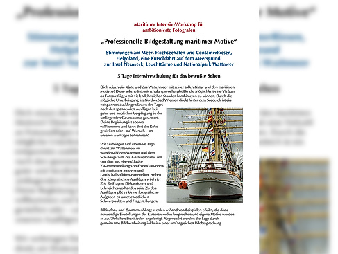 Professionelle Bildgestaltung maritimer Motive - Intensivkurs