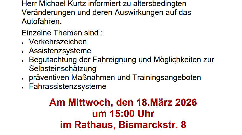 Aushang Fahrtüchtigkeit im Alter