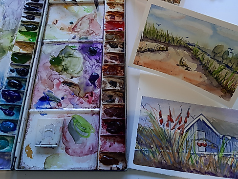 Kreative Auszeit und Urlaubserinnerungen im Aquarell festhalten.