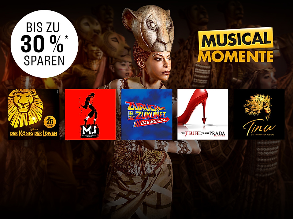 Ticketaktion mit bis zu 30 % Rabatt auf ausgewählte Musicals