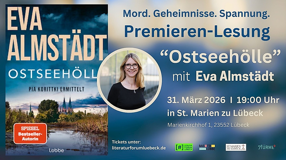 Premieren-Lesung mit Eva Almstädt: "Ostseehölle", Beginn: 19 Uhr