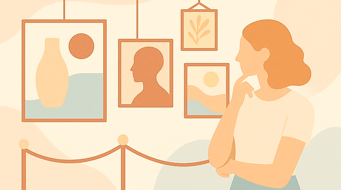 Kunstausstellung in Pastellfarben