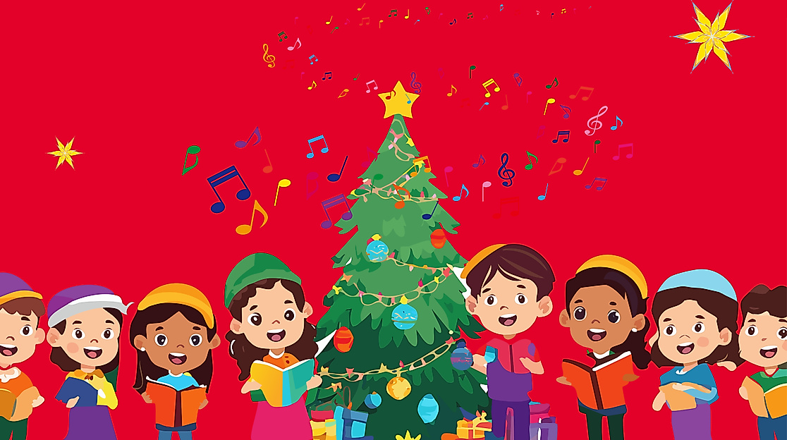 X-mas kinder 3zu2 mit sternen und noten kleiner rgb (c) Firefly KI_BRump