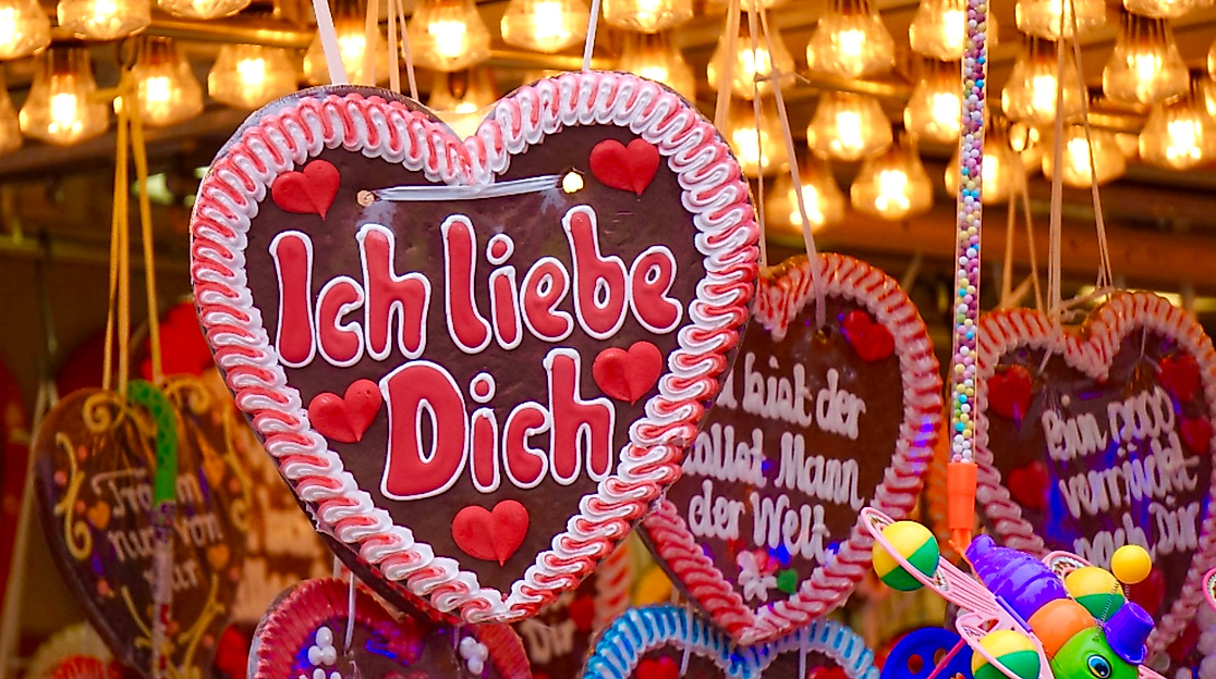 Lebkuchenherzen am Zuckerwagen