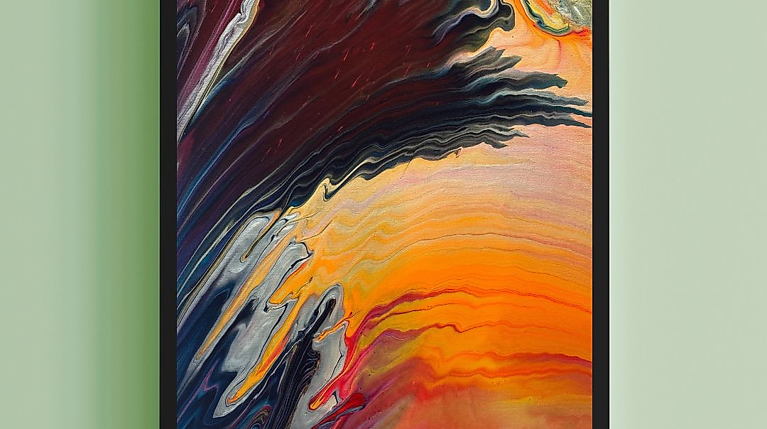 Acryl Pouring Ergebnis auf Leinwand aus dem Workshop Hamburg – Produkt